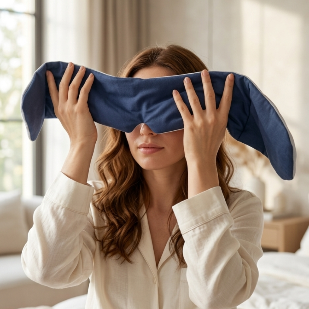 SomniGrave Weighted Sleep Mask with an adjustable design for a custom fit and ideal coverage. Luxuriously soft fit protects delicate hair and skin for complete darkness and deeply restful sleep.